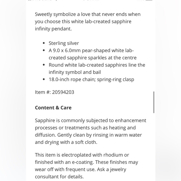 Pear Shaped Lab created White Sapphire Necklace - Picture 6 of 7